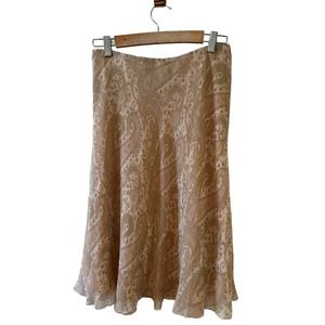 Ralph Lauren Tan A-Line Silk Skirt PS